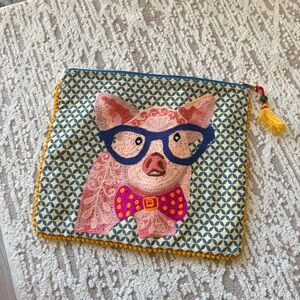 Karma Living Colorful Pig Design Pouch 10.5x11.5”